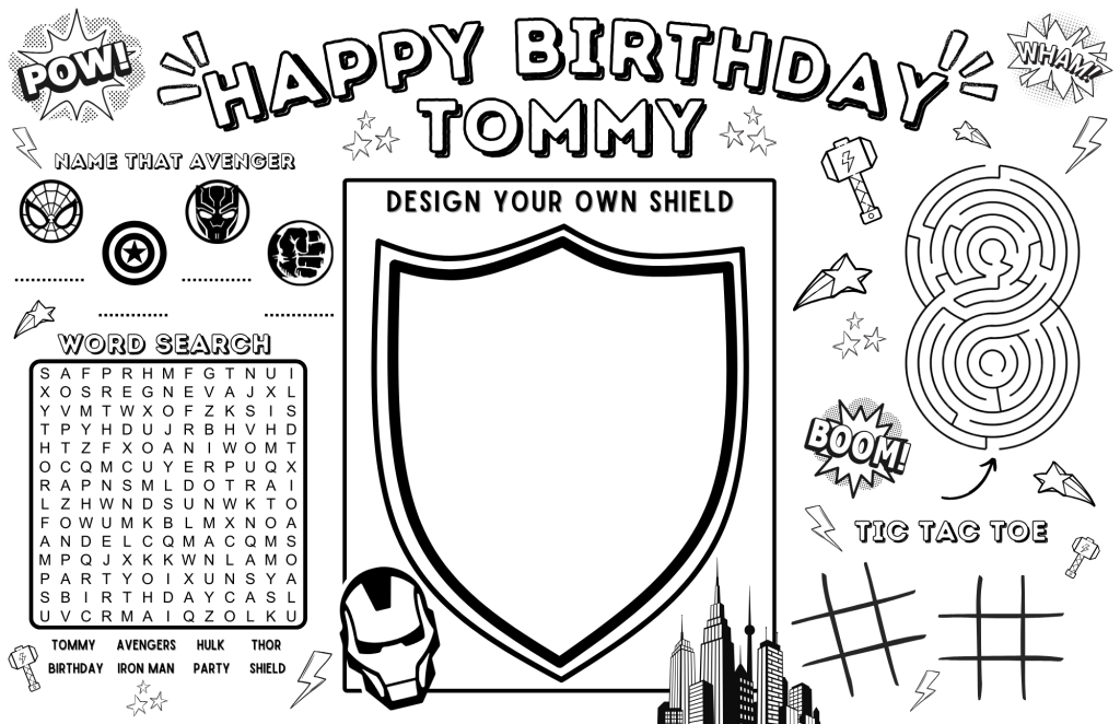 Boys Birthday Party&nbsp;Placemat